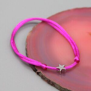 Jewelry star pink silver string bracelet adjustable fashion delicate brand new